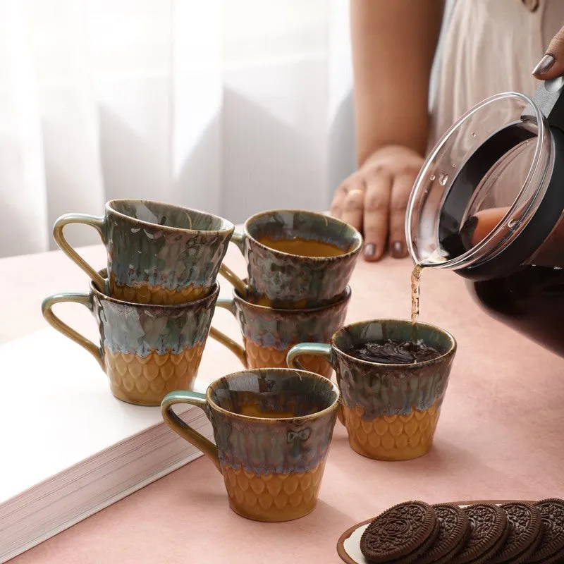 Rustic Stoneware Tea Cup (120 mL Each) - Set Of Six media 3