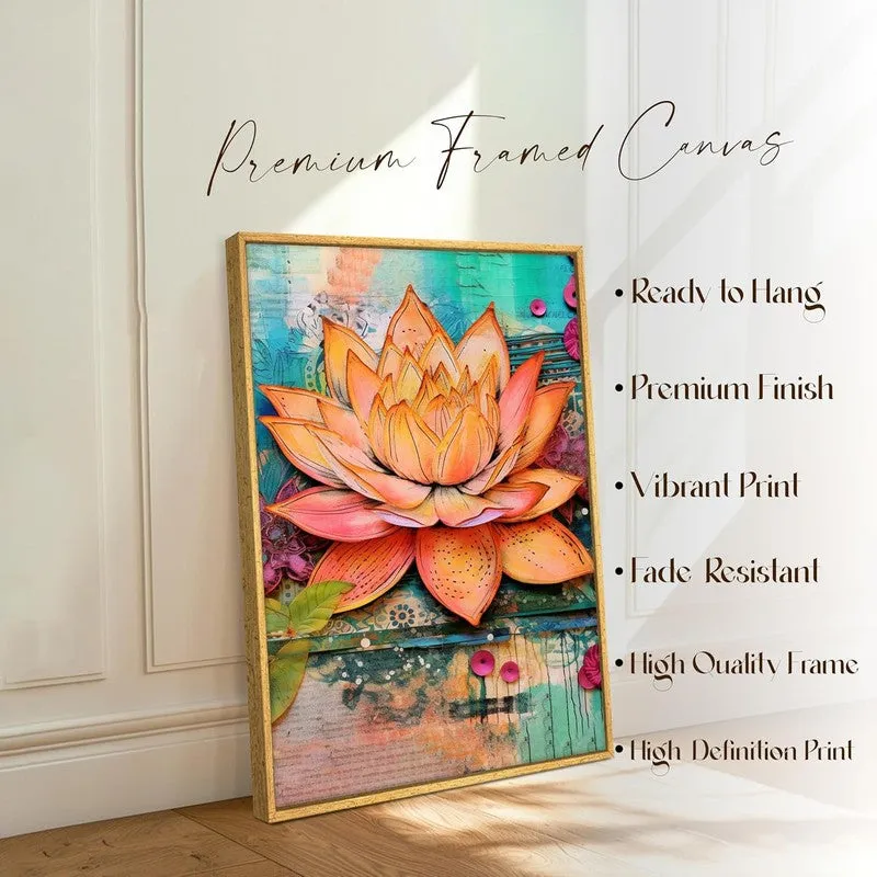 Sunset Lotus Wall Art With Frame media 4