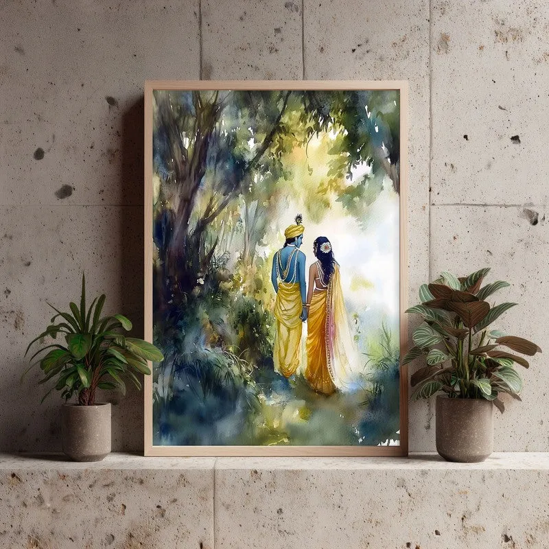 Dhyanasheela Shiva Spiritual Archival Paper Wall Painting - Natural Brown Frame media 4