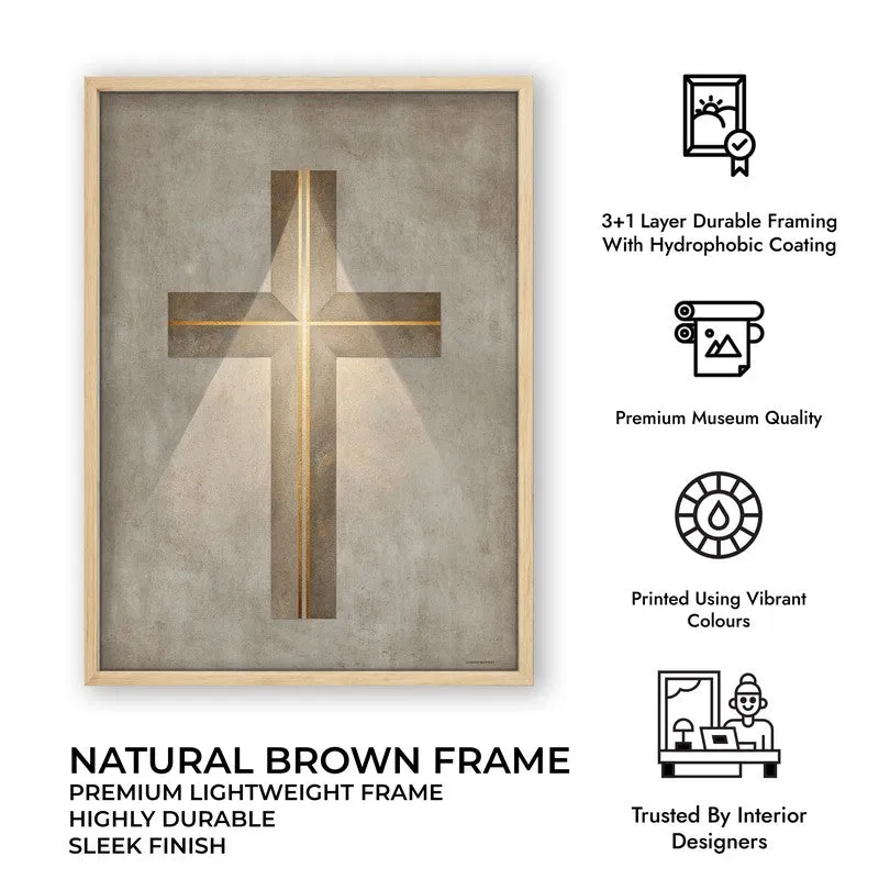 Holy Cross Glow Archival Paper Wall Painting With Brown Frame media 7