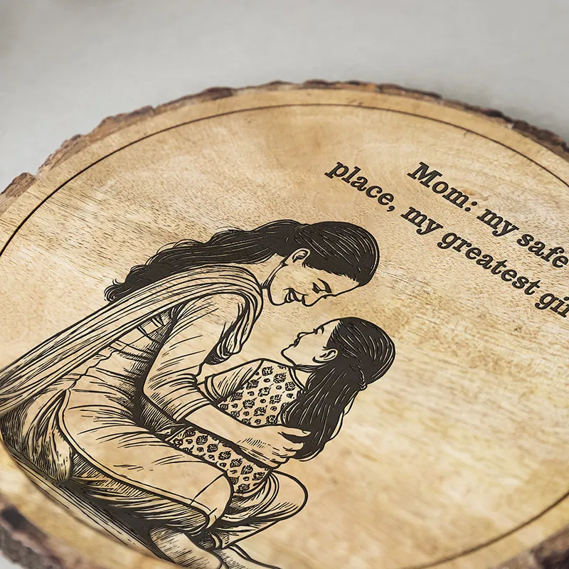 Mom Is A Safe Place Wood Showpiece - Round media 4