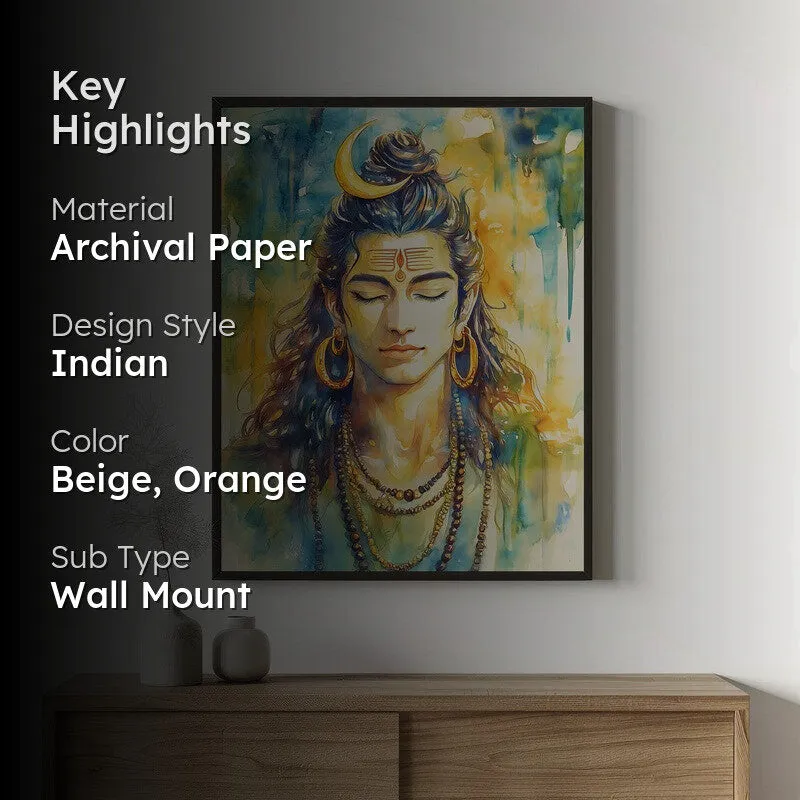 Shaktimayi Durga Spiritual Archival Paper Wall Painting With Frame - Black media 2