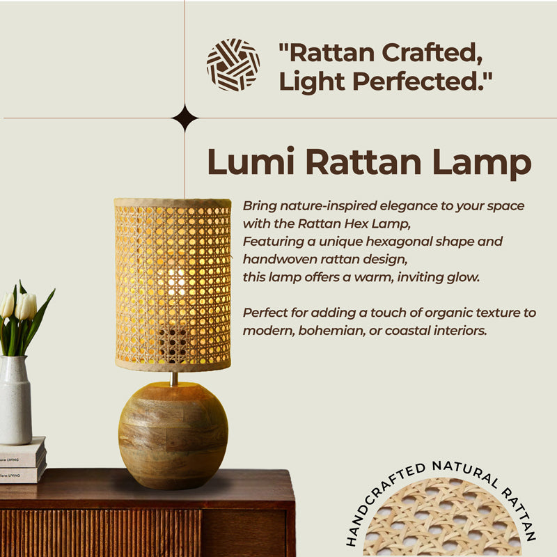 GridLit Rattan Table Lamp - Beige,Brown media 5