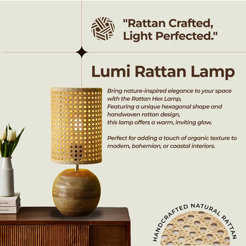 GridLit Rattan Table Lamp - Beige,Brown media 5