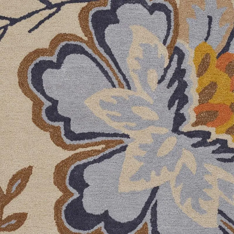 Haradrim Hand Tufted Floral Wool & Nylon Carpet - Blue media 4