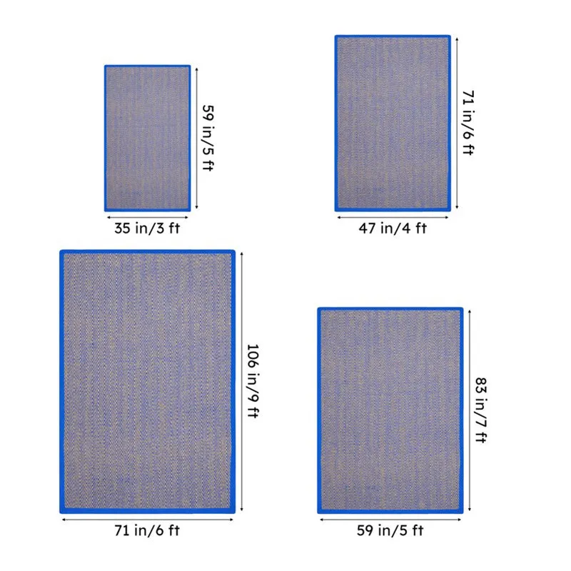 Saral Home ChevronTread Anti-Slip Jute Cotton Area Rug - Blue media 7