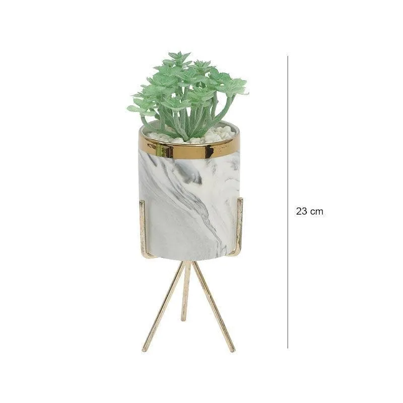 Faux Crassula In Marble Pot - 23 cms media 5