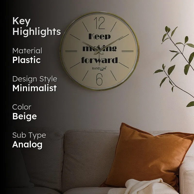 Keep Moving Forward Round Analog Wall Clock - Beige media 2