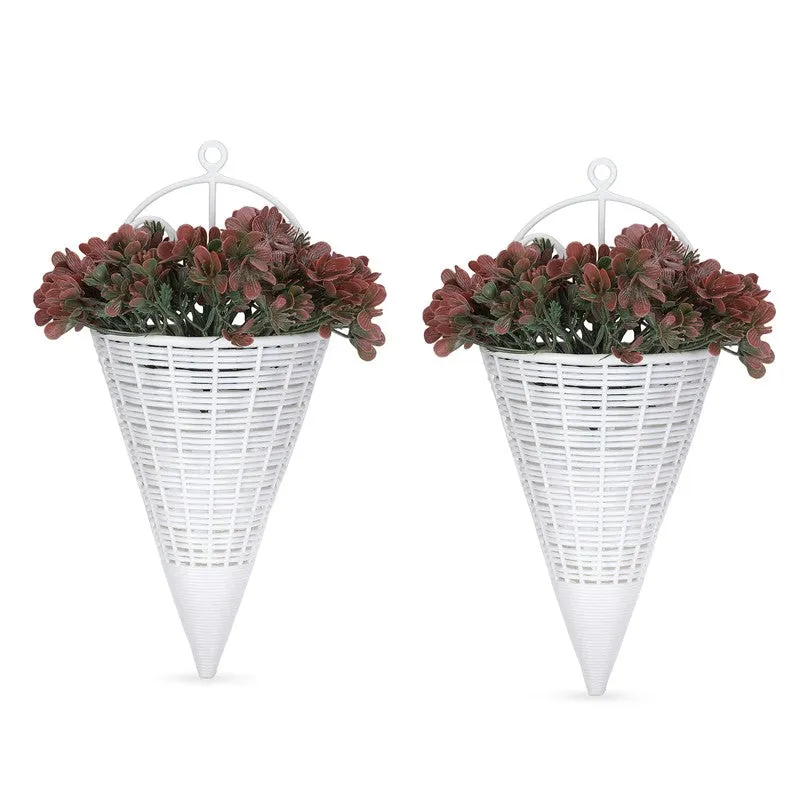 Artificial Flowers (Red) with Pot - Set Of Two media 6