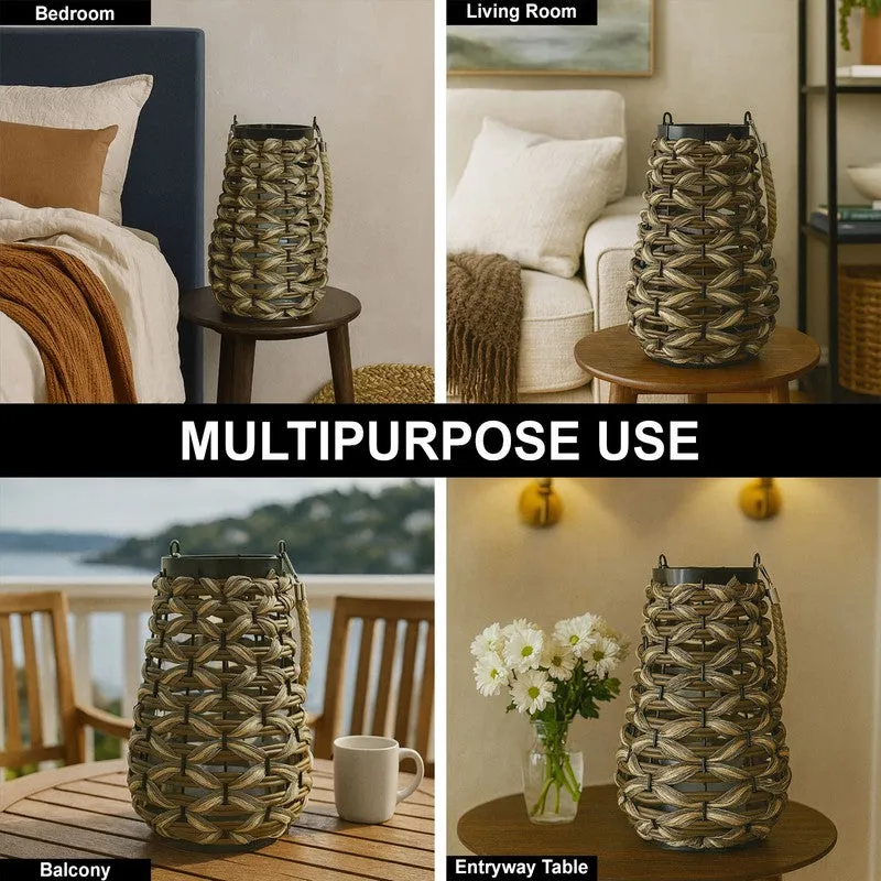 Boho Wicker Bamboo Tea Light Candle Holder media 5