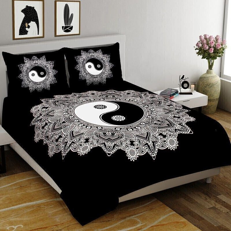 Petalon Cotton Bedsheet (Black,White) - 240 TC media 3