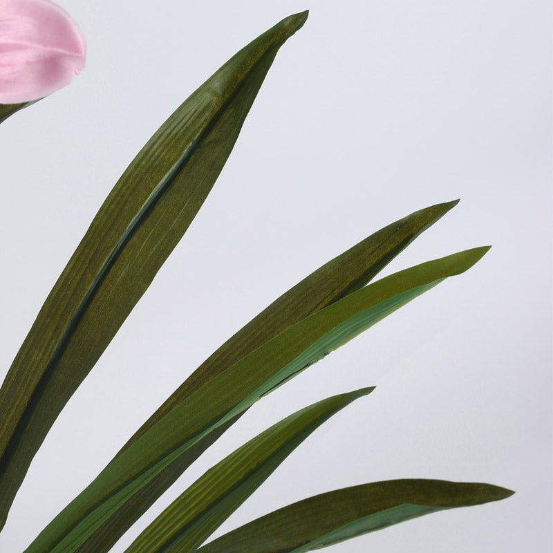 Faux Realtouch Pink Orchid Artificial Plant With Black Plastic Pot - 3.9 Feet media 6