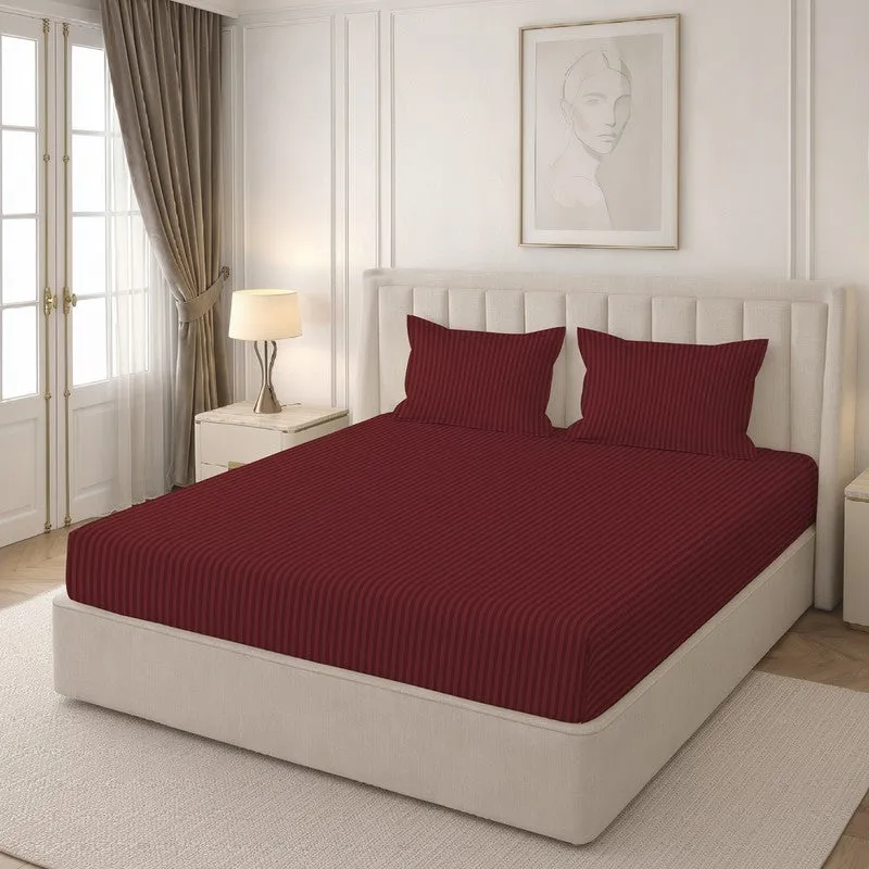 StripeScape  Glace Cotton Bedsheet (Maroon) - 130 GSM - 6