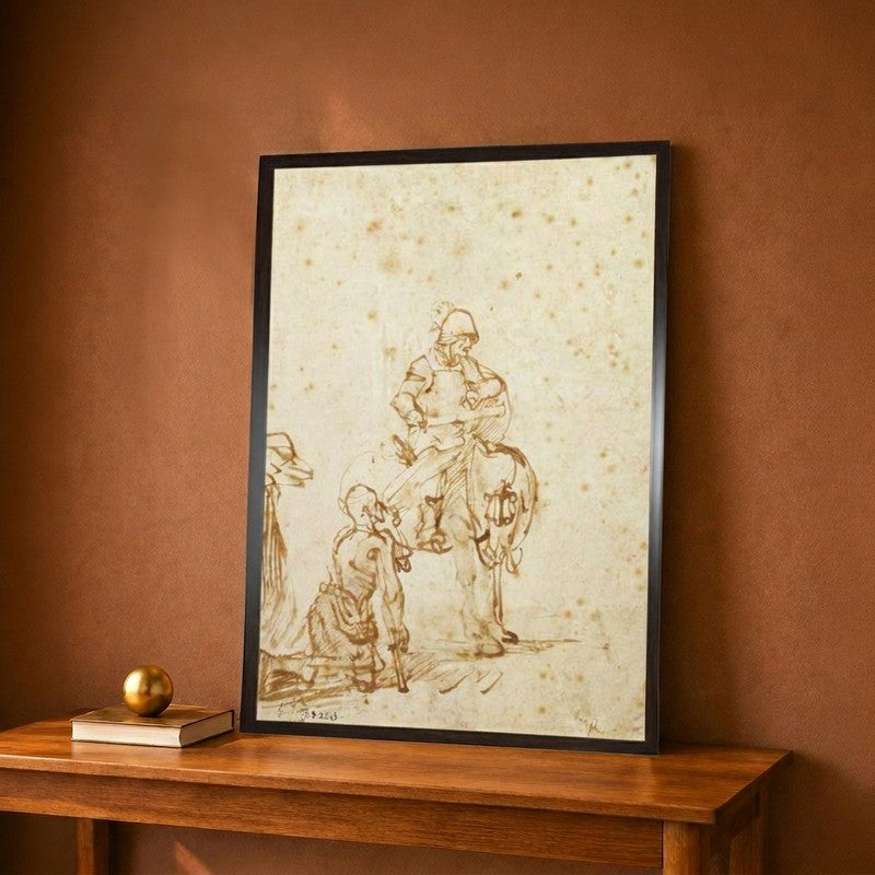 St. Martin and the Beggar Canvas Wall Painting - 9 x 12 Inches