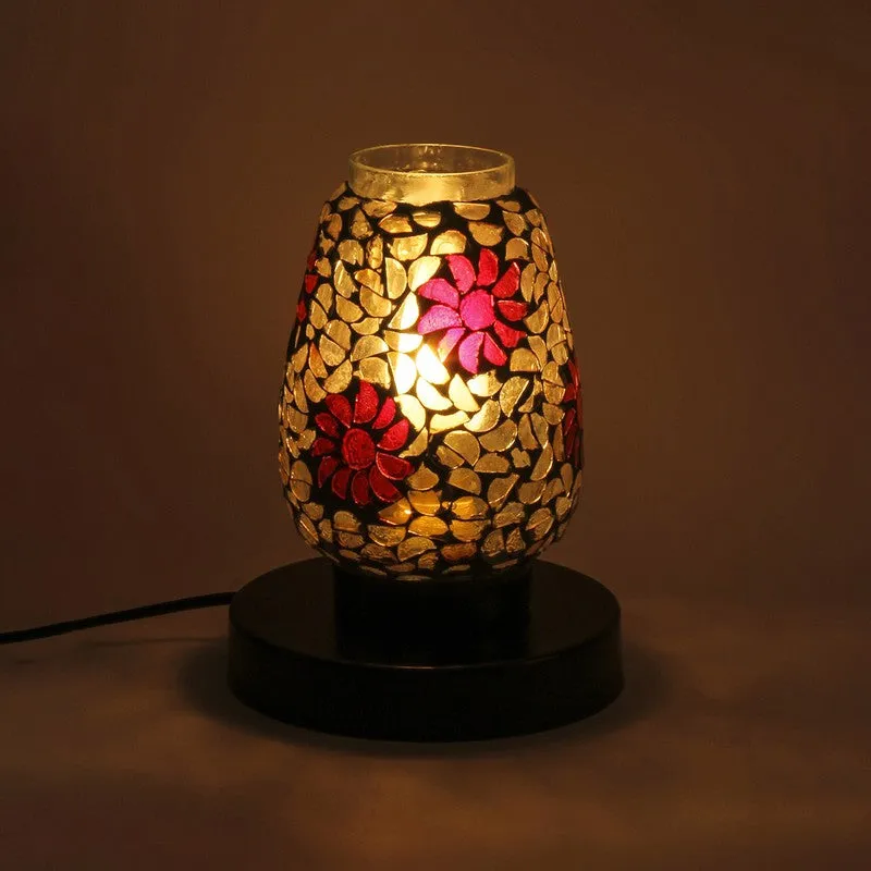 Prismiq Mosaic Glass Table Lamp With Wooden Base - Multicolor media 5