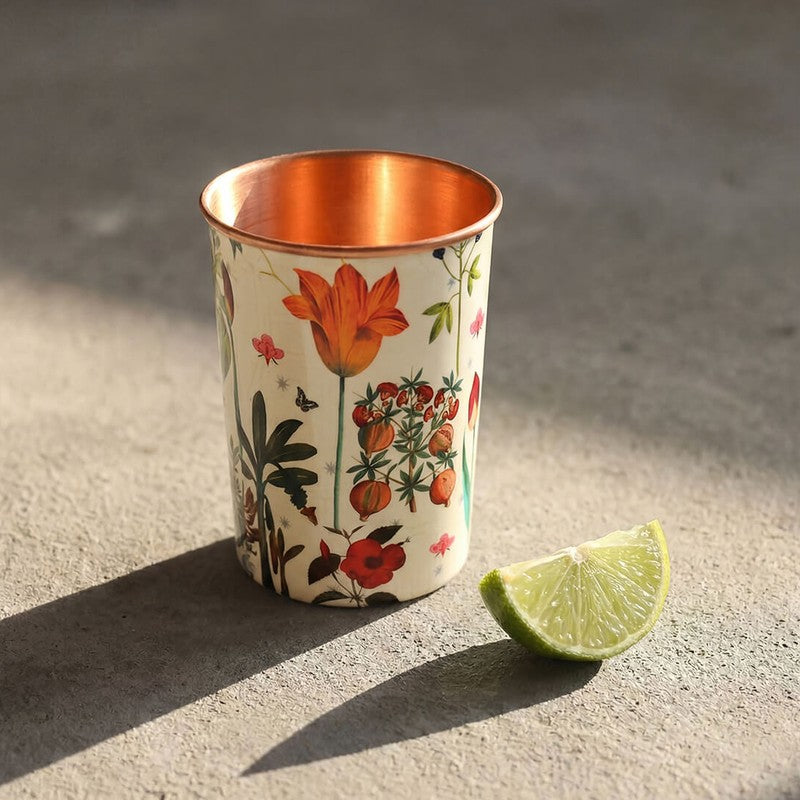 Petal & Plume Copper Bottle with Glasses - Three Piece Set media 6