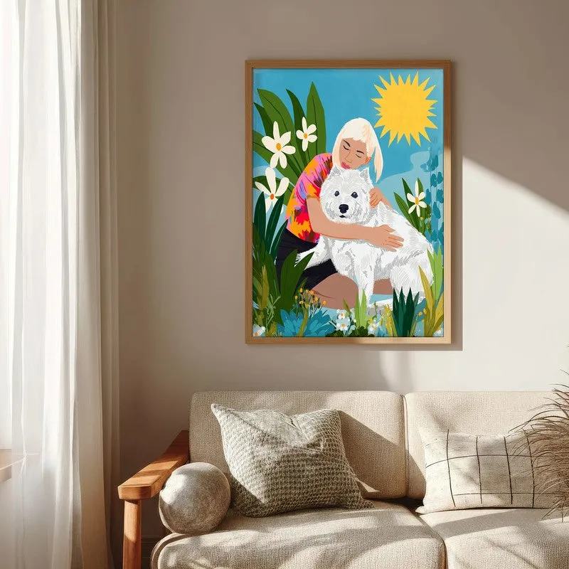 Sunlit Embrace Canvas Wall Painting - Brown Frame media 6