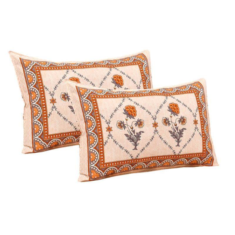 Mughal Jaali Printed Cotton Bedsheet (Orange,Beige) - 120 TC media 5