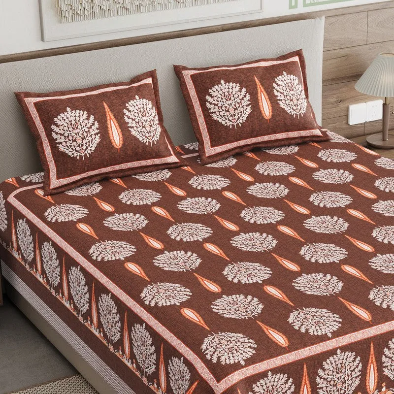 Jaipur Weave Cotton Bedsheet (Brown) - 120 TC media 3