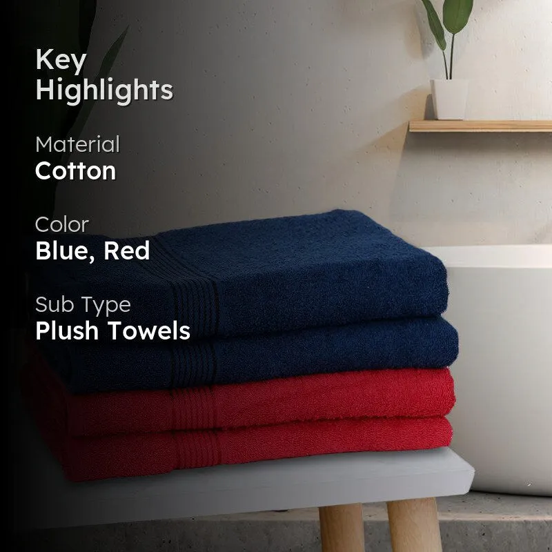Bodil Bath Towel (Navy Blue & Red) - Set Of Four media 2