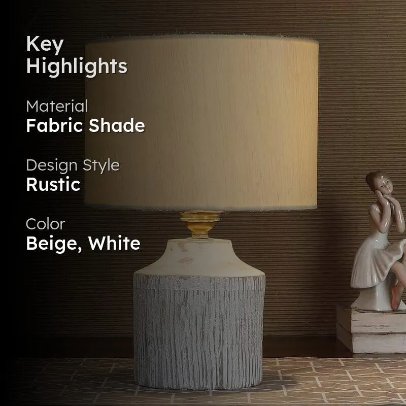 Sheino Fabric Table Lamp - Beige,White media 2
