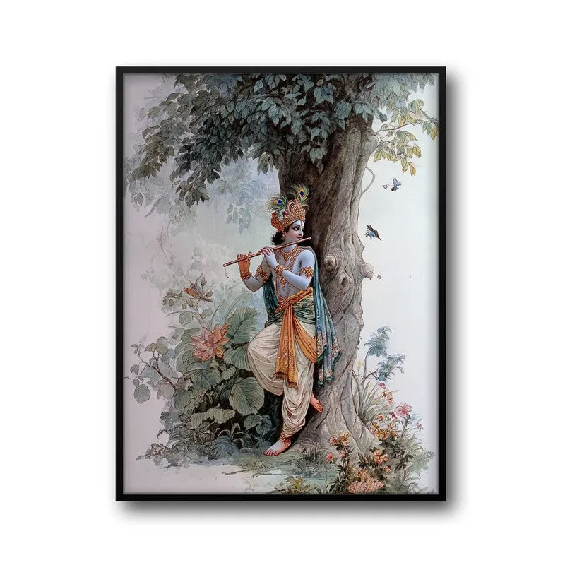 Sri Krishna Fluit Playing Blissful Archival Paper Wall Art media 7