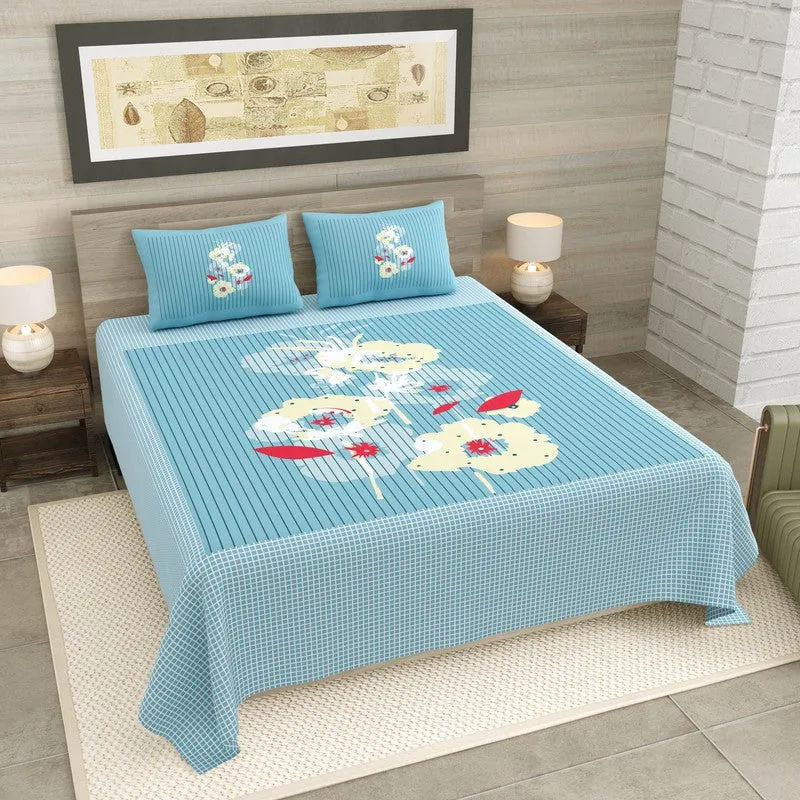 Desert Glow Cotton Bedsheet (Blue) - 120 TC media 1