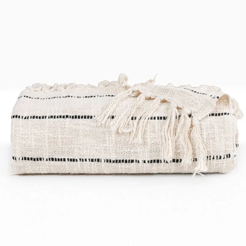 Cedar Nest Striped Throw - Off White & Black media 5