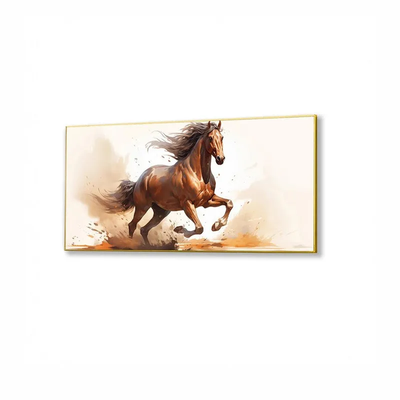 Golden Dusk Horse Canvas Wall Painting With Frame media 4