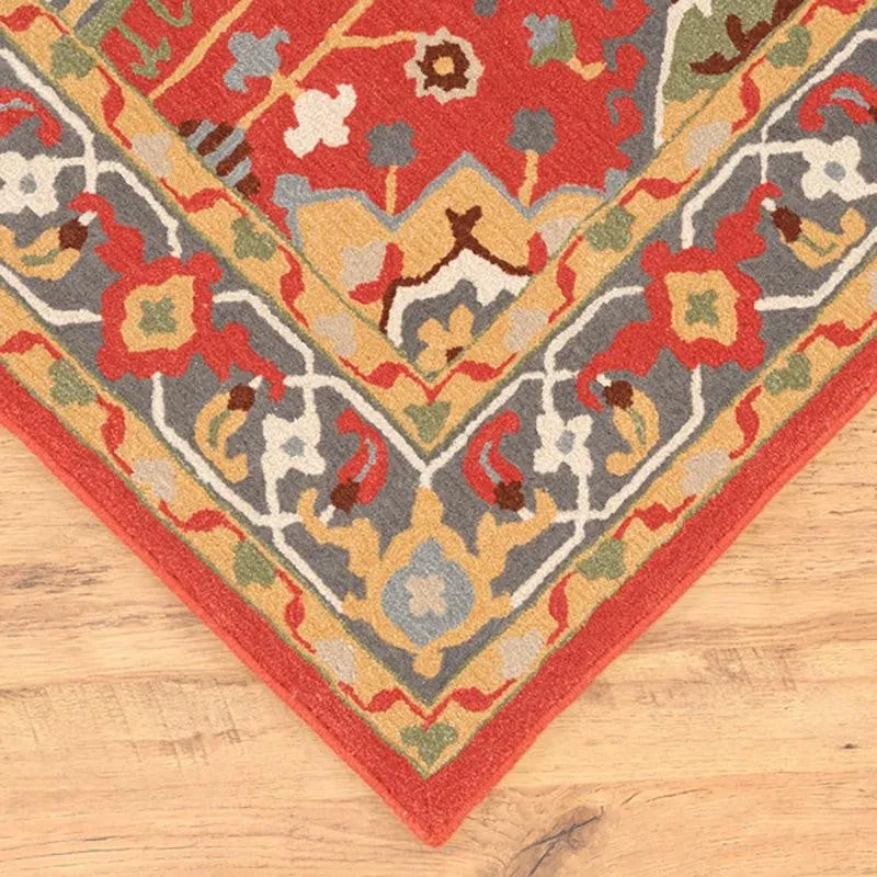 Nausicaa Hand Tufted Ethnic Wool & Nylon Carpet - Red media 6