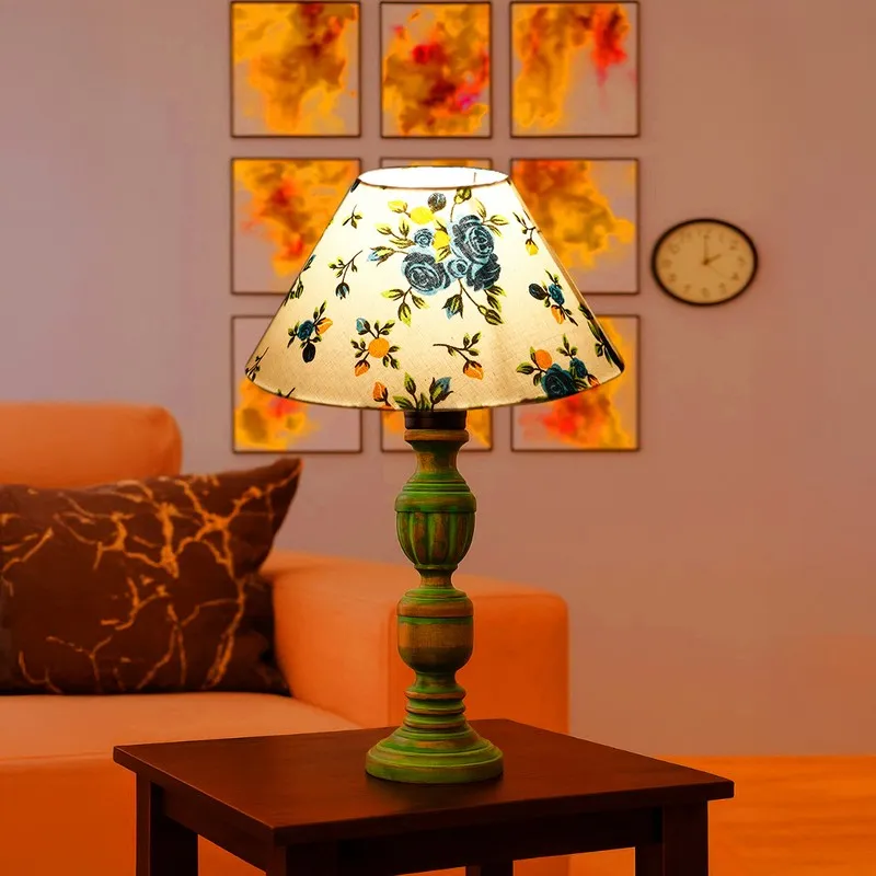 Arvello Evara Floral Wooden Table Lamp - Multicolor media 1
