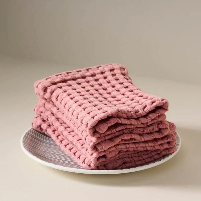 Fluffy Waffle Face Towel (Pink) - Set of Four media 1