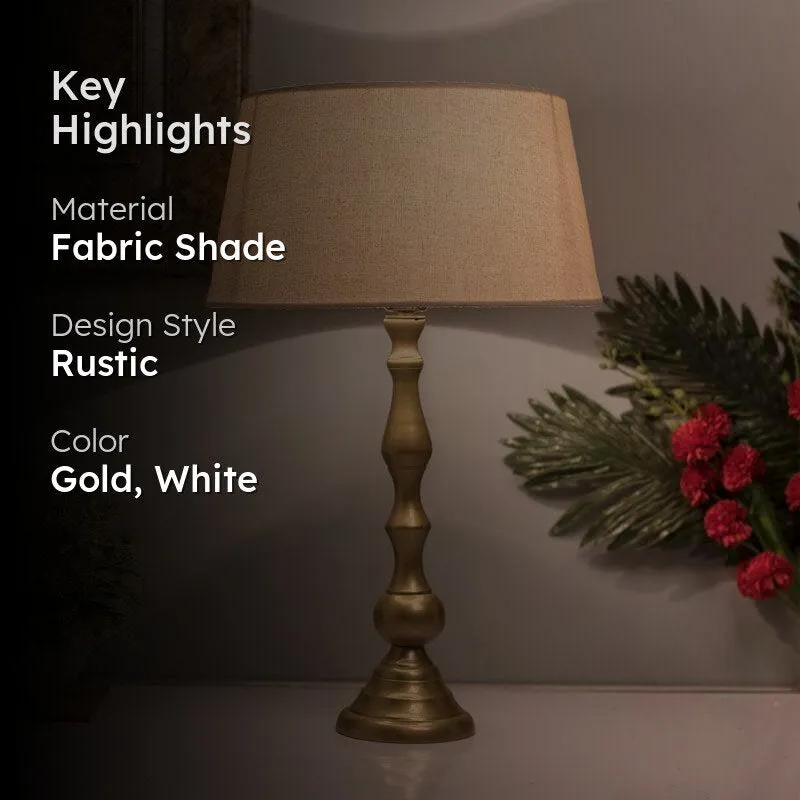 Graceful Gleam Gold Fabric Table Lamp - Gold,White media 2