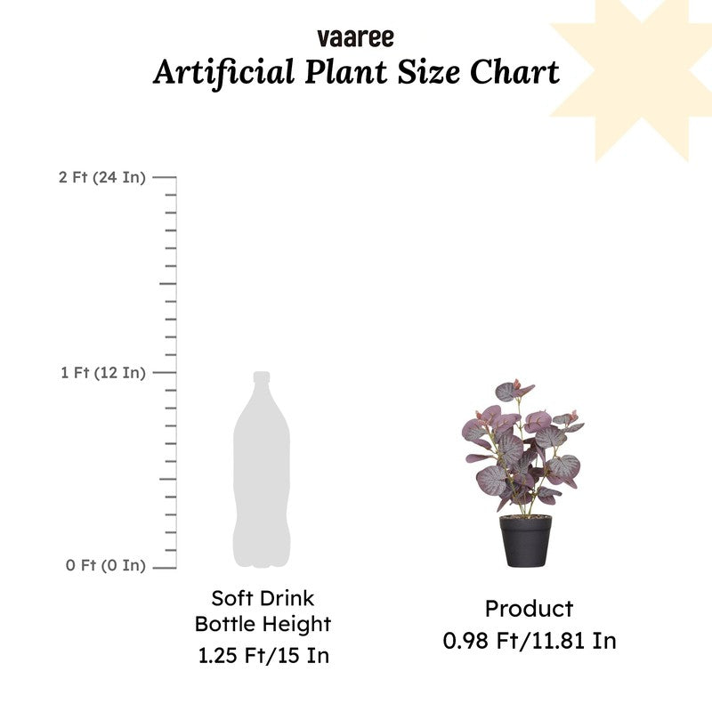 Artificial Eucalyptus Plant With Black Fiber Pot (Purple) - 1 Feet media 7