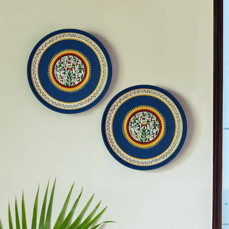 Naara Handpainted Wall Plate (Blue) - Set Of Two media 1