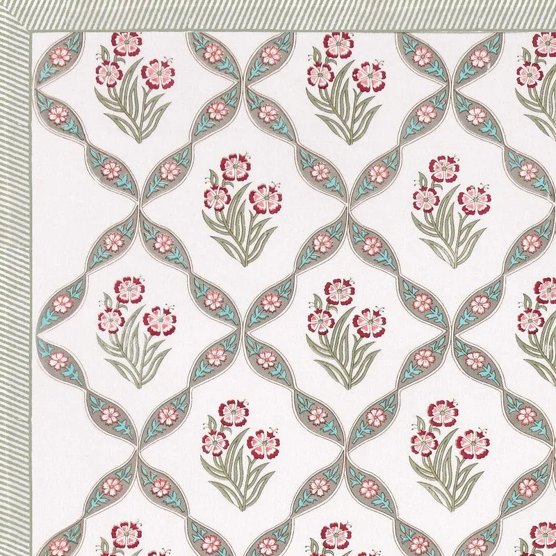 Malati I Cotton Bedsheet (Red, Light Green) - 180 TC media 6