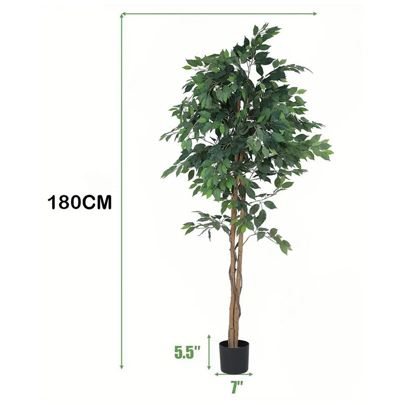 Jadelle Artificial Ficus With Black Plastic Pot - 6 Feet media 6
