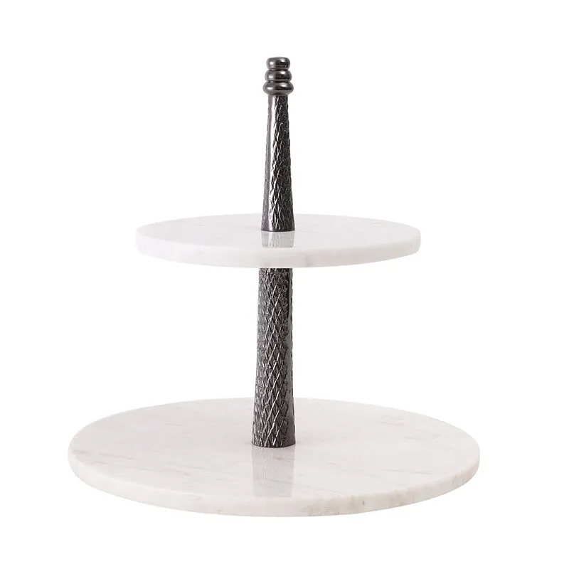 Malach Two Tiered Marble Platter - Black media 5
