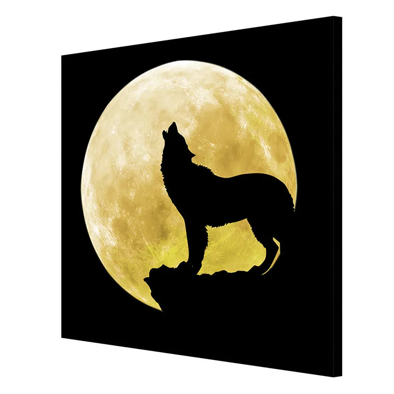 Wolf Silhouette Moon Wall Painting media 6