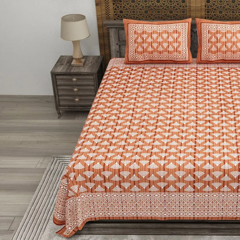 Craftis Cotton Bedsheet (Rust,White) - 240 TC media 3