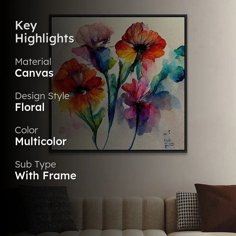 Multicolored Floral Expressionist Canvas Wall Painting media 2