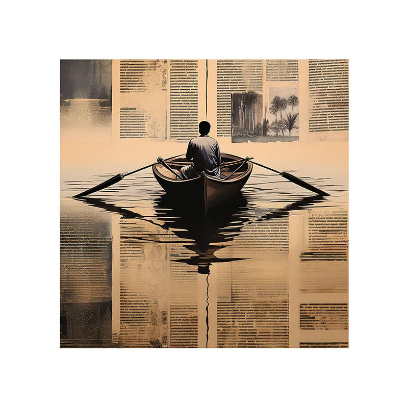 Solitary Rowing Boat Poly Canvas Wall Painting media 4