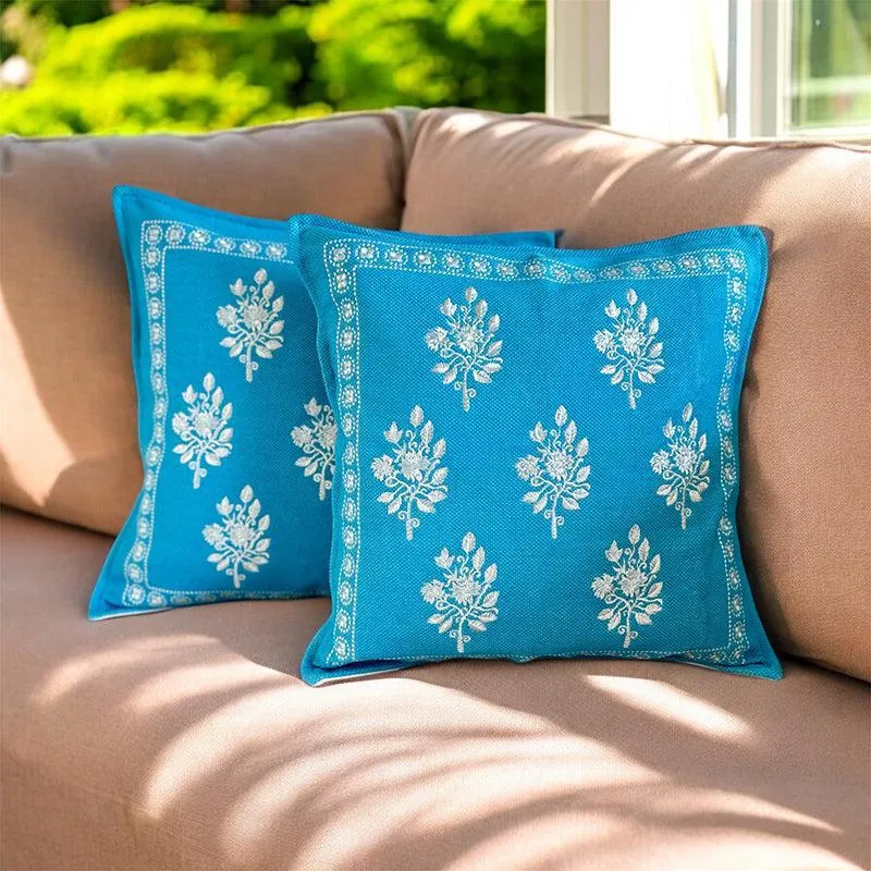 Stitch Lab Embroidered Cotton Cushion Cover - Set Of Two media 1