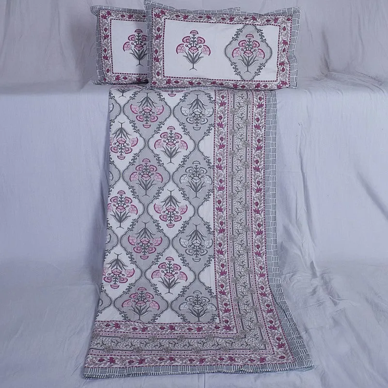 ParamparaBloom Handblock Printed Cotton Bedsheet (Pink) - 400 TC media 6