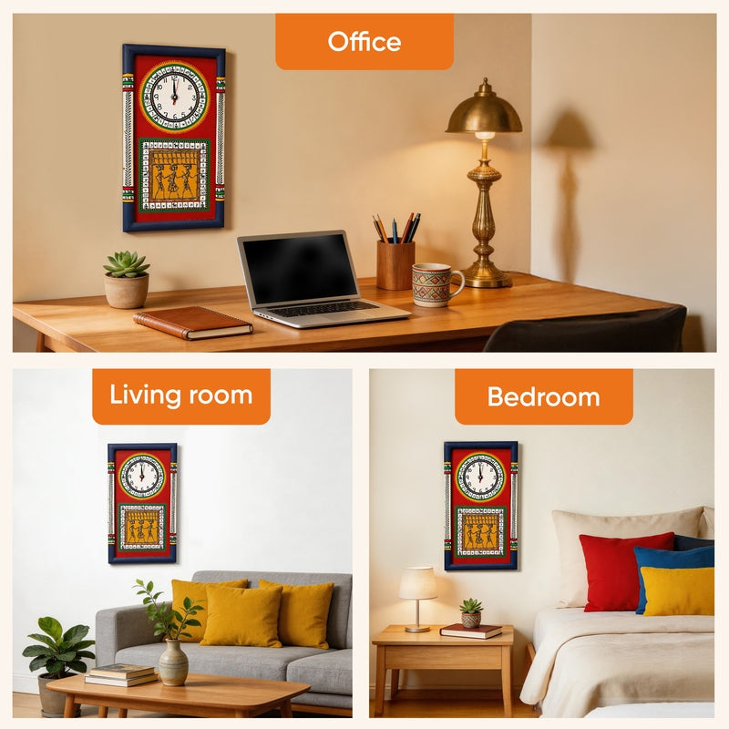 Desi Dhokra Wall Clock - Red media 6