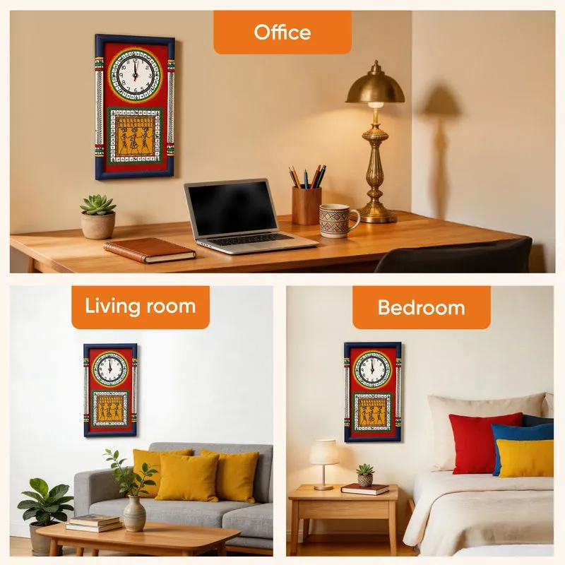 Desi Dhokra Wall Clock - Red media 6