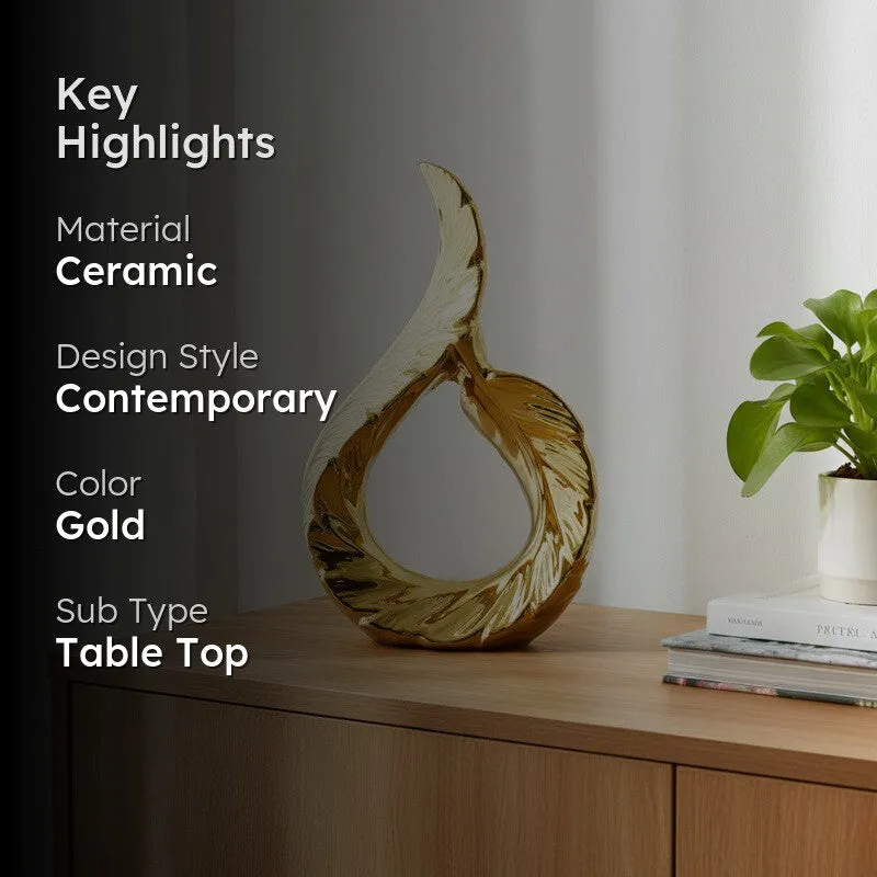 Zynera Emerald Curve Decorative Showpiece - Gold media 2