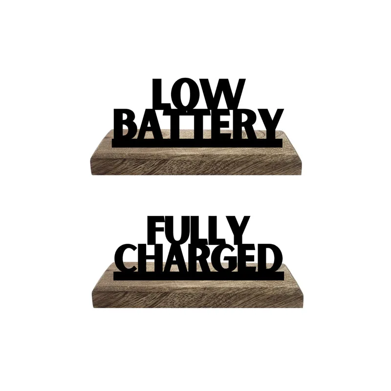 Low Battery Typography Showpiece - Set Of Two media 4
