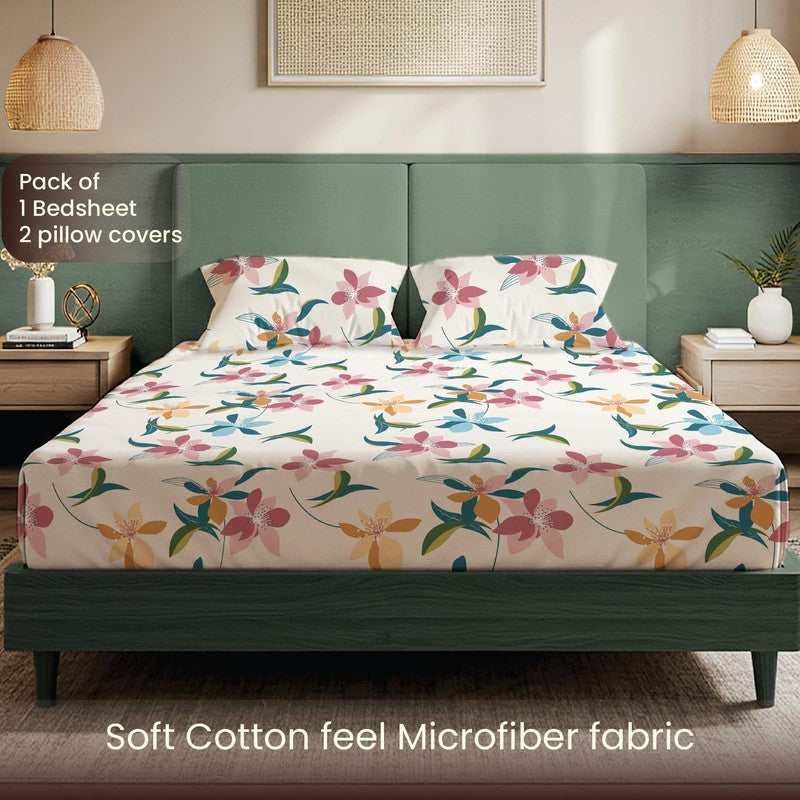 Rainbow Bloom Floral Cotton Bedsheets (Multicolor) - 200 TC media 4