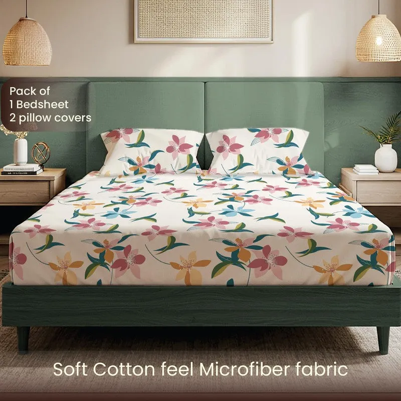 Rainbow Bloom Floral Cotton Bedsheets (Multicolor) - 200 TC media 4